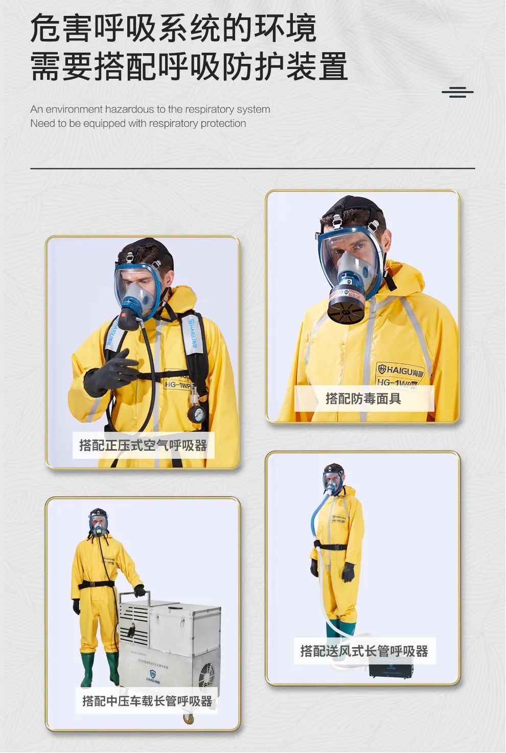 海固HG-1WP半封閉式一級輕型防化服 海固HG-1WP半封閉式一級輕型防化服