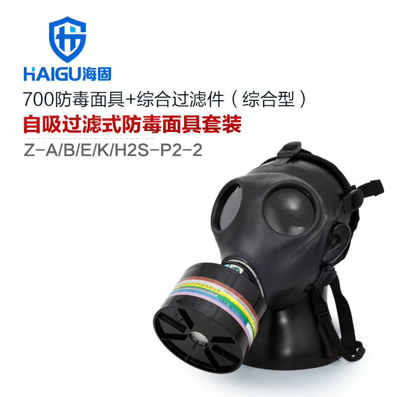 700濾煙套裝--海固700全面罩+綜合濾毒濾煙罐 Z-A/B/E/K/H2S-P2-2
